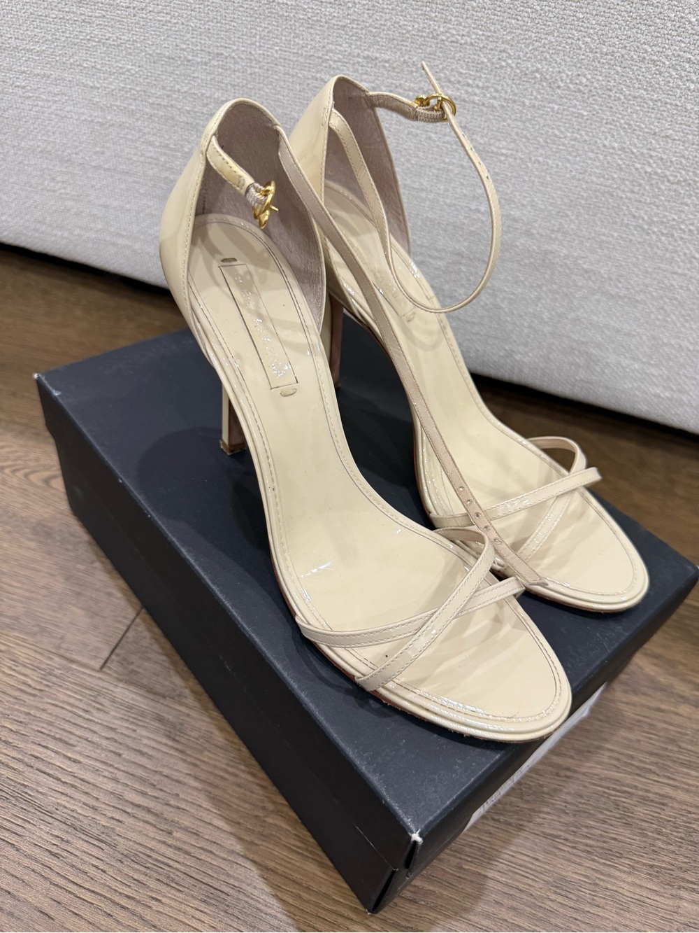 BCBGMaxAzria Ivory Ankle-Strap Stiletto Sandals